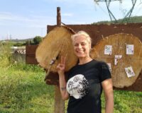 Maggio 2023 - Daniela al campo Quiliano Throwers, lancio dell'accetta